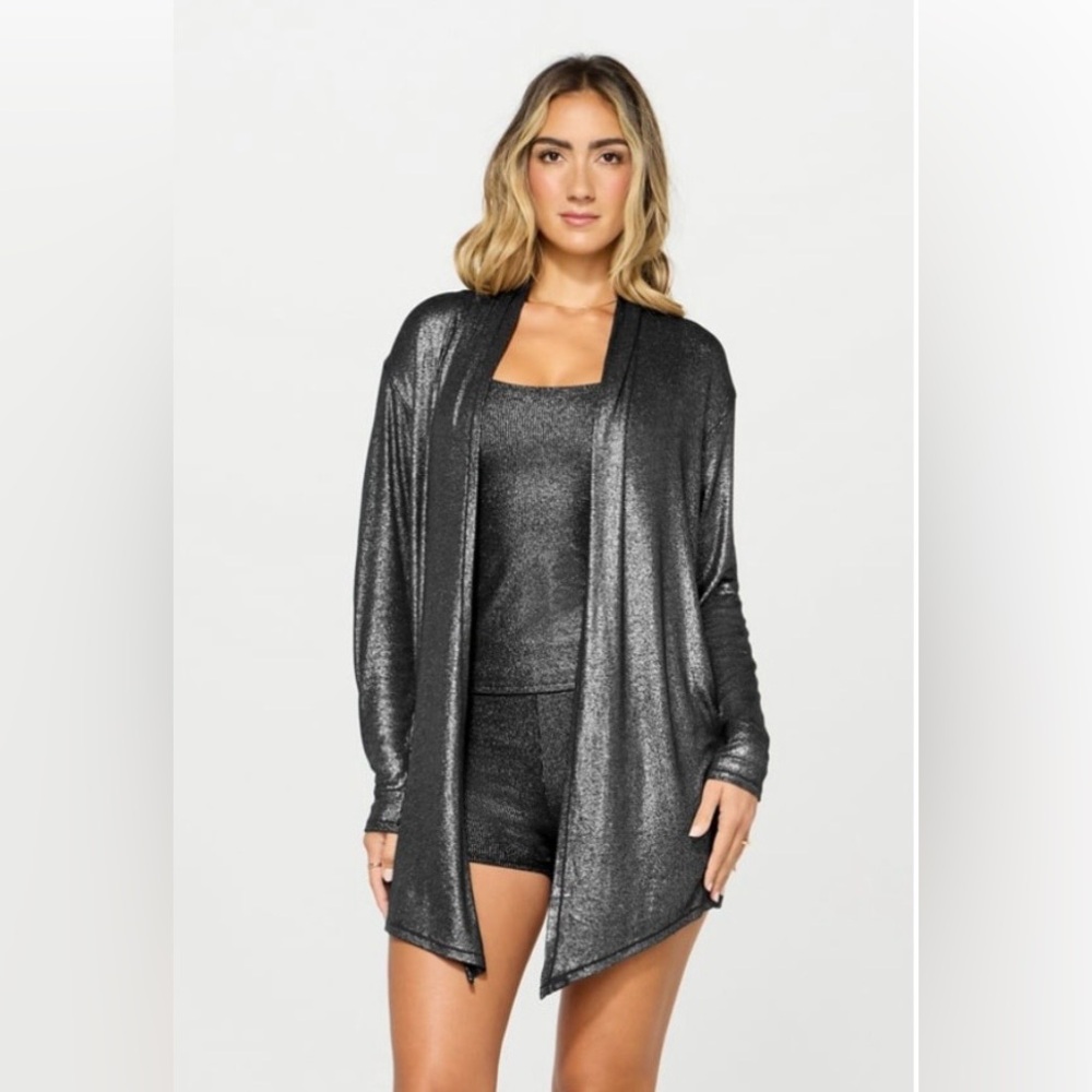 Shimmering Cardigan in Shimmered Iconic Black/Silver